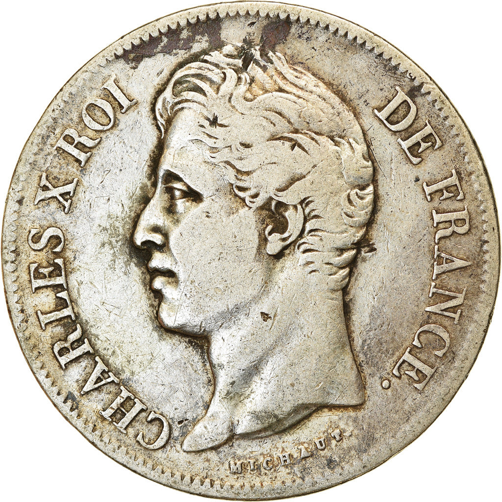 Coin, France, Charles X, 5 Francs, 1827, Lille, VF(30-35), Silver, KM:728.13