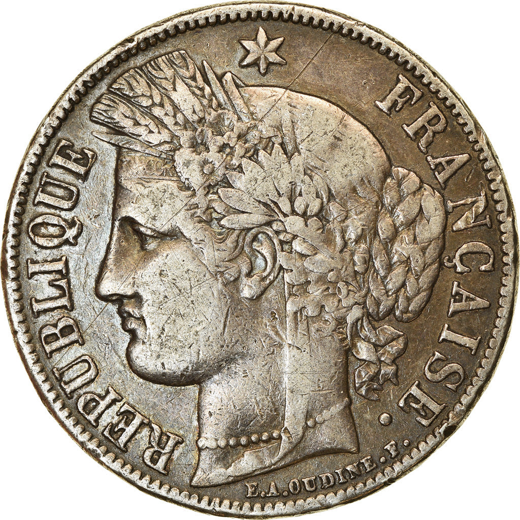 Moneta, Francia, Cérès, 5 Francs, 1851, Paris, MB+, Argento, KM:761.1