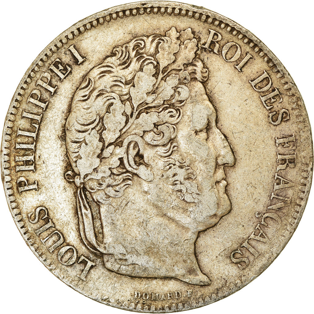 Moneta, Francia, Louis-Philippe, 5 Francs, 1832, Lyon, MB+, Argento, KM:749.4