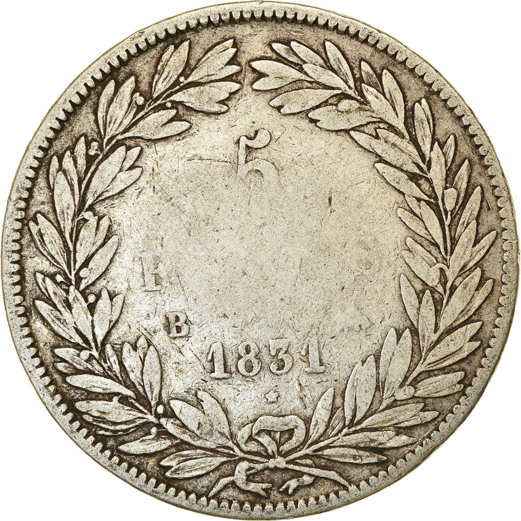 Monnaie, France, Louis-Philippe, 5 Francs, 1831, Rouen, TB, Argent