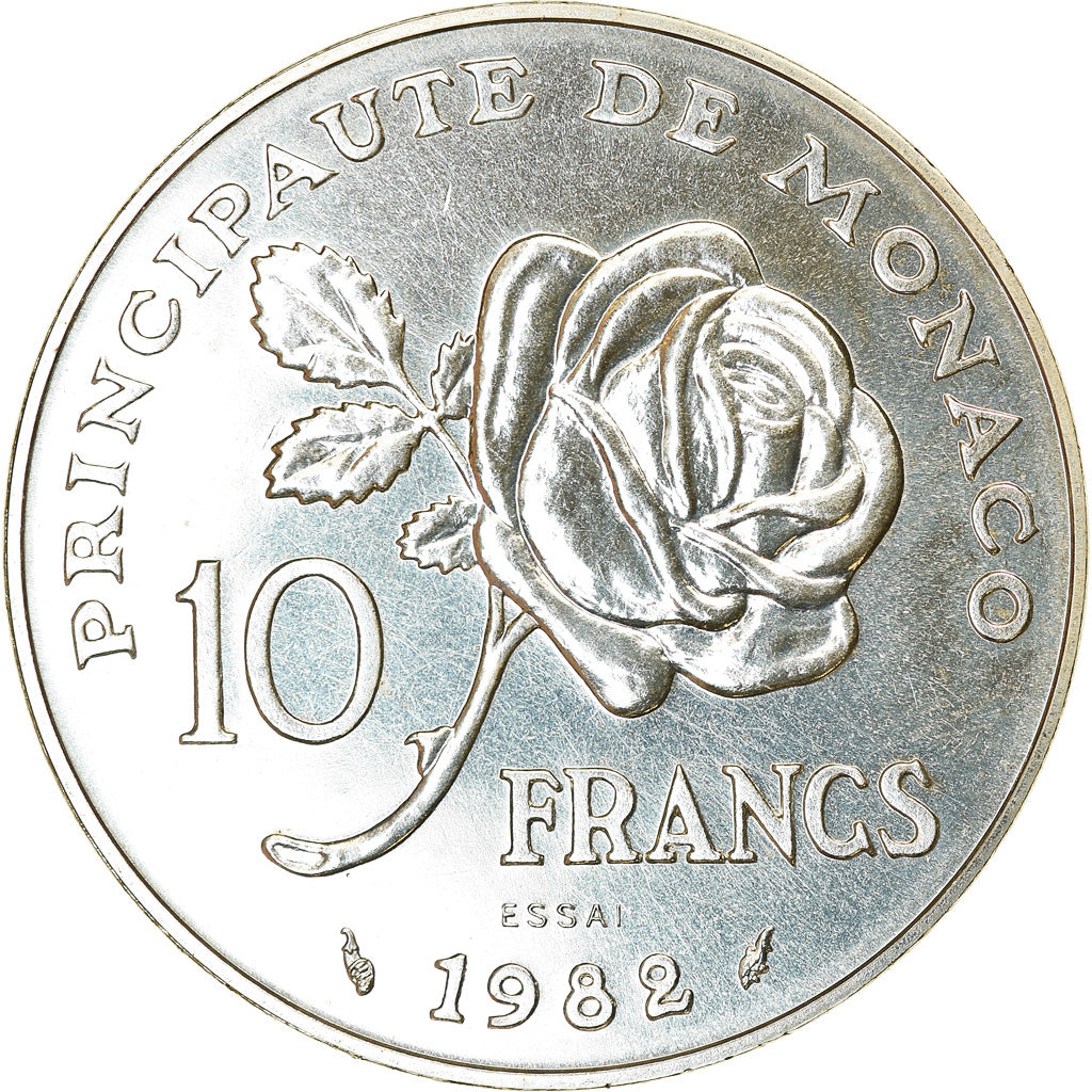 Moneta, Monaco, 10 Francs, 1982, Pessac, ESSAI, FDC, Argento, KM:E73