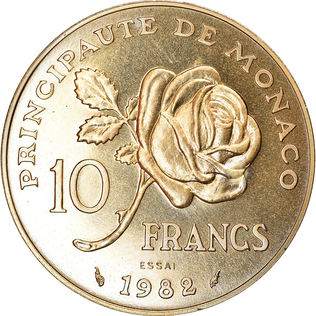 Moneta, Monaco, 10 Francs, 1982, ESSAI, FDC, Nichel-alluminio-bronzo, KM:E72