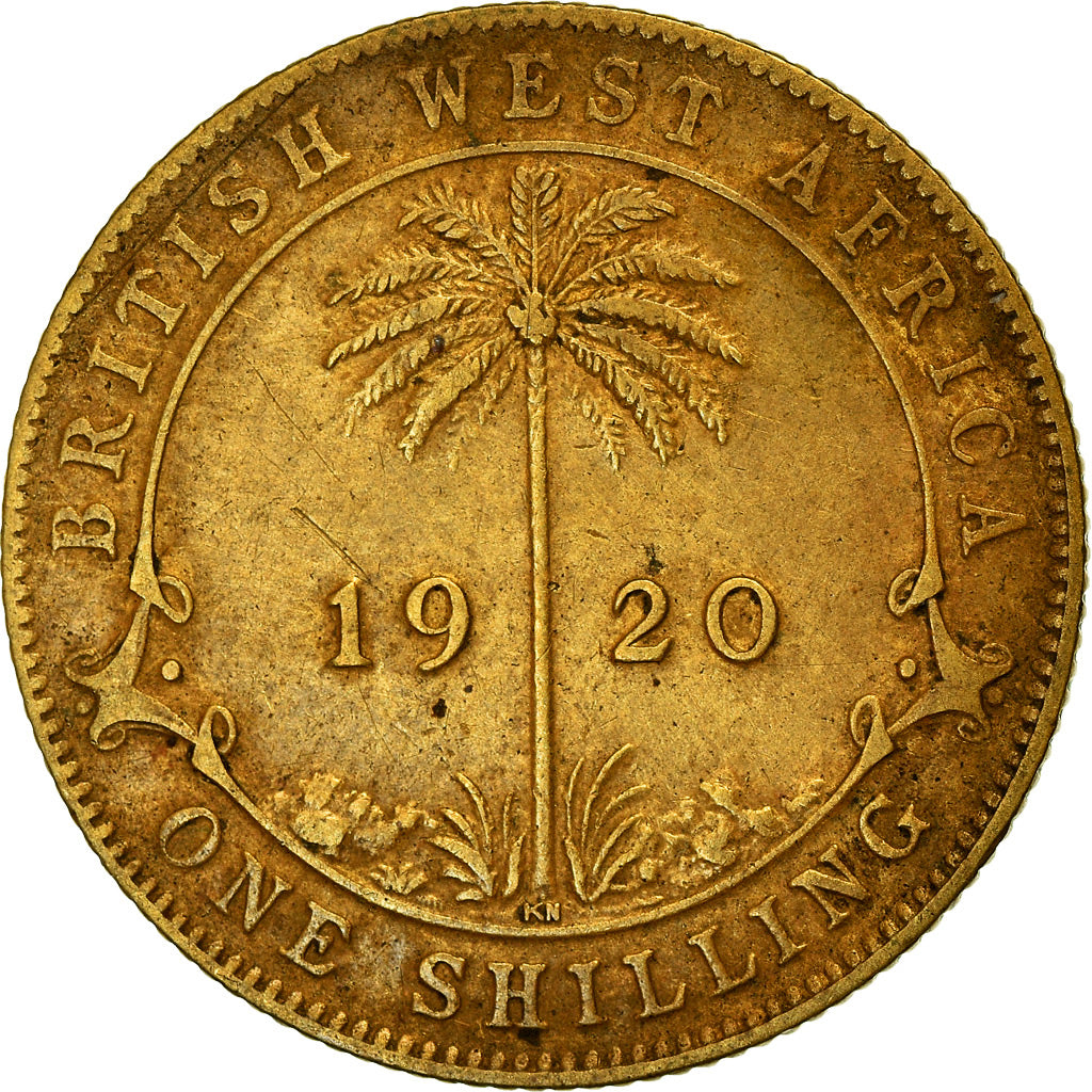 Münze, BRITISH WEST AFRICA, George V, Shilling, 1920, S+, Tin-Brass, KM:12a