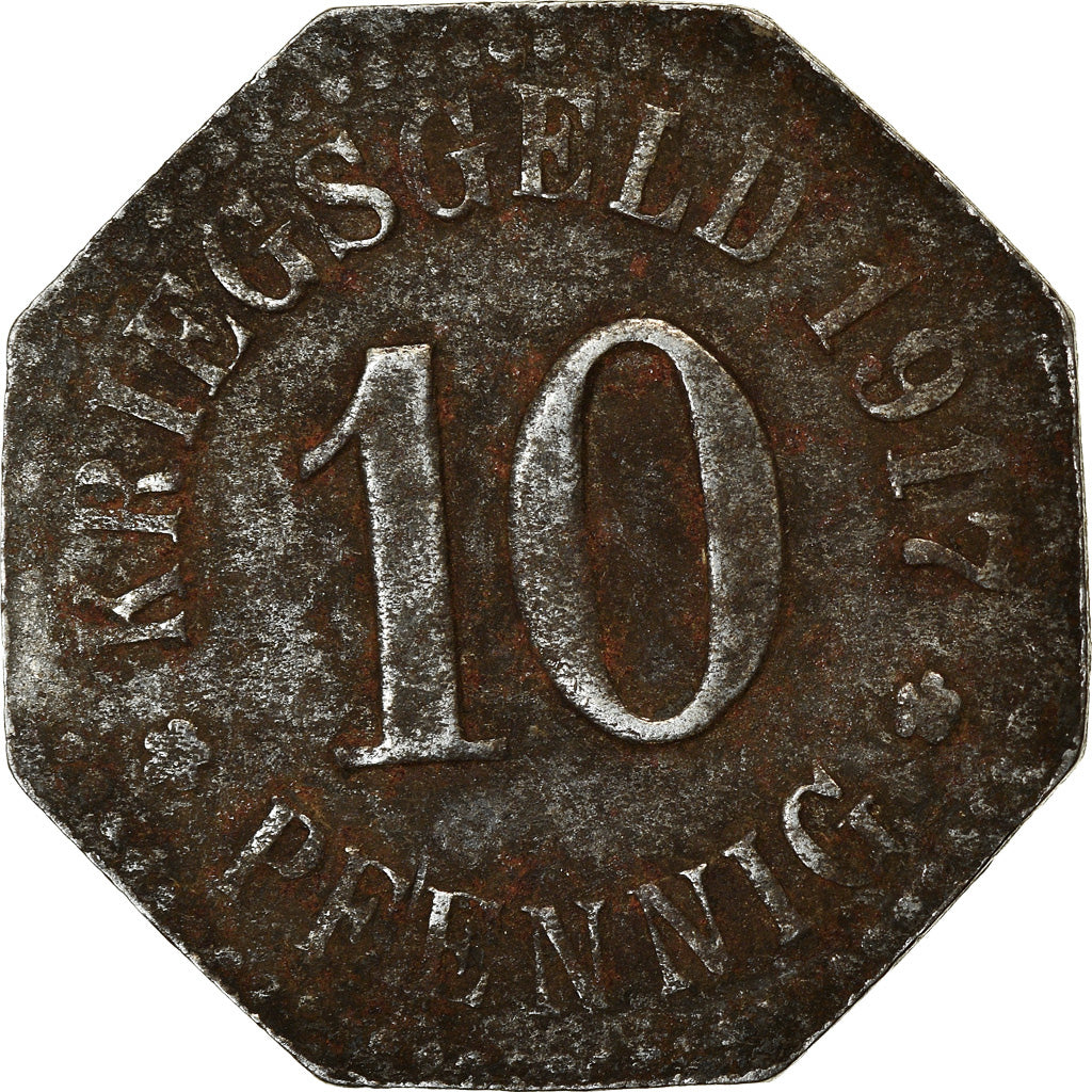 Moneda, Alemania, Residenzstadt Wiesbaden, Kriegsgeld, Wiesbaden, 10 Pfennig