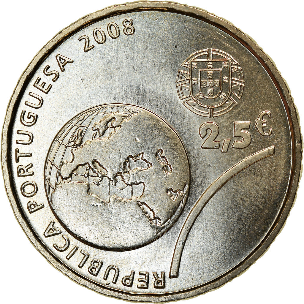Portugal, 2-1/2 Euro, 2008, MS(63), Cobre-níquel, KM:790