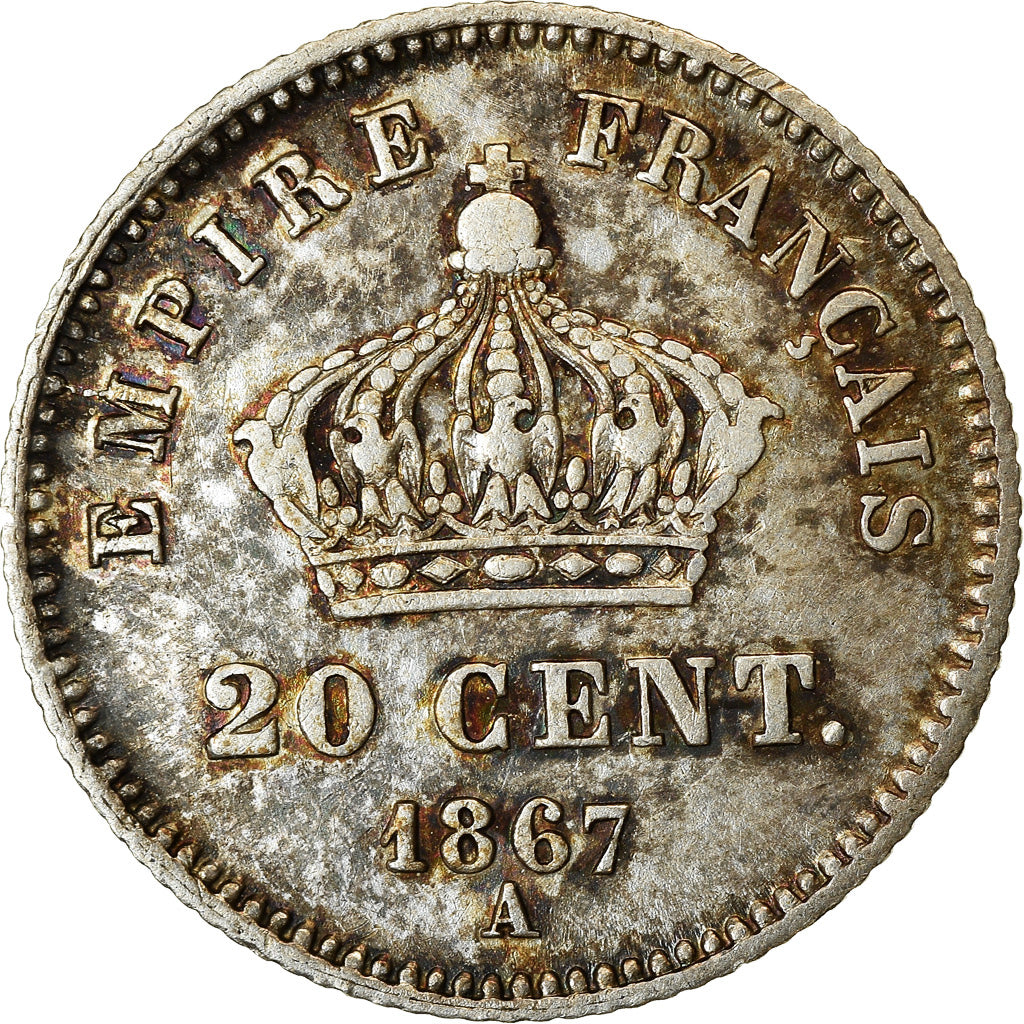 Moeda, França, Napoleon III, Napoléon III, 20 Centimes, 1867, Paris