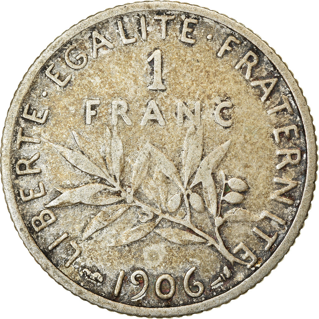 Moneta, Francja, Semeuse, Franc, 1906, Paris, VF(20-25), Srebro, KM:844.1