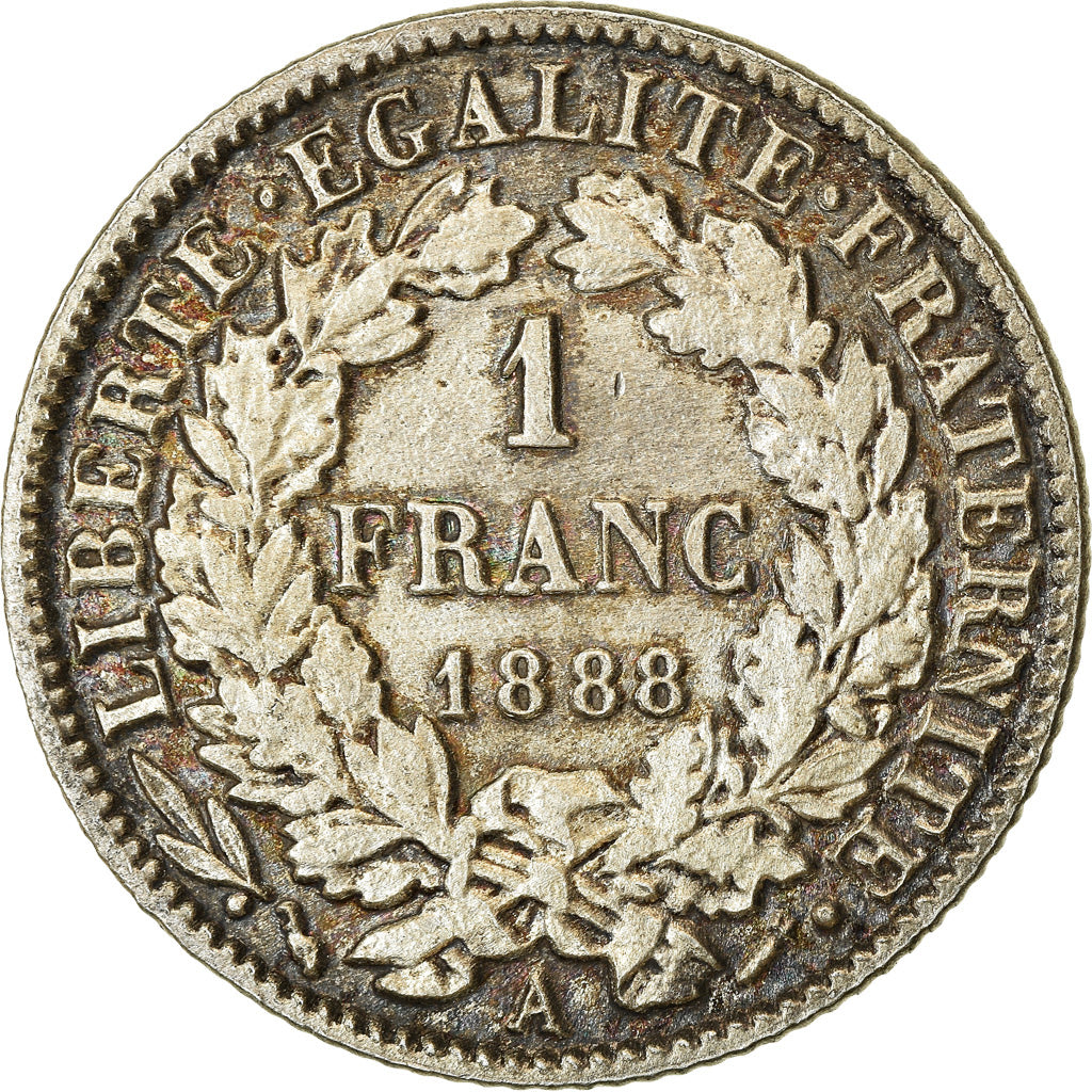 Moneta, Francia, Cérès, Franc, 1888, Paris, BB, Argento, KM:822.1