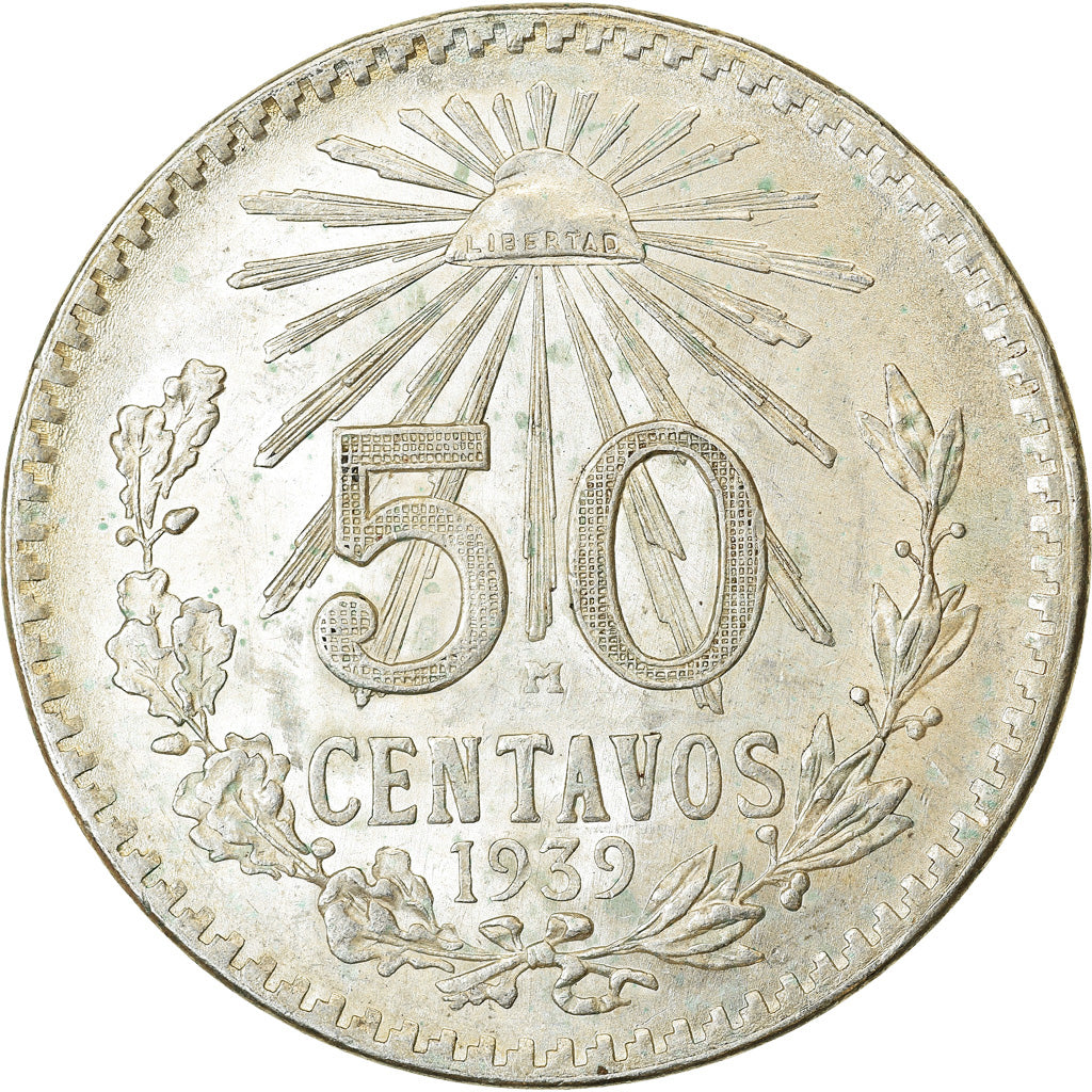 Moneda, México, 50 Centavos, 1939, Mexico City, EBC, Plata, KM:447