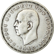 Moneta, Grecia, Paul I, 20 Drachmai, 1960, MB+, Argento, KM:85