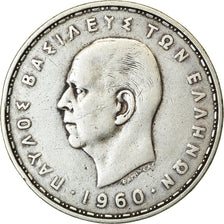 Moneta, Grecja, Paul I, 20 Drachmai, 1960, VF(30-35), Srebro, KM:85