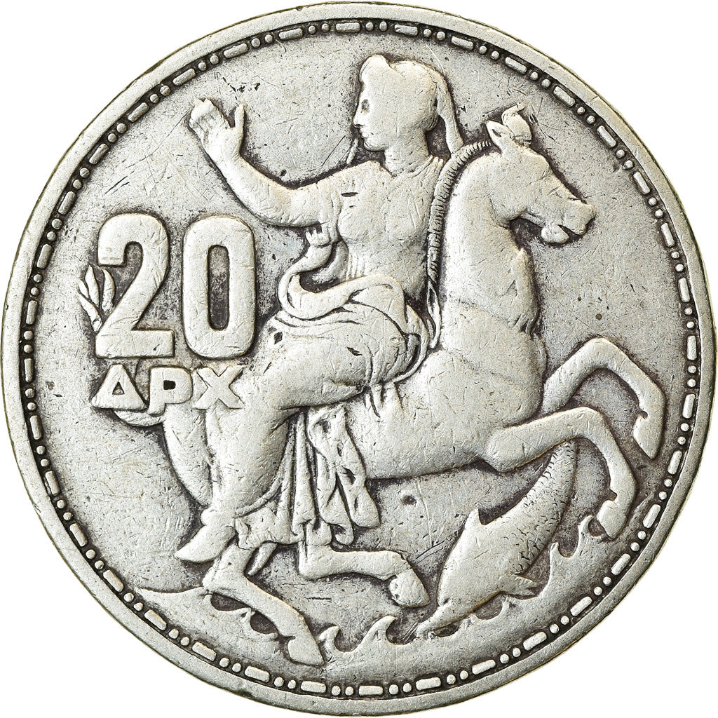 Moneta, Grecia, Paul I, 20 Drachmai, 1960, MB+, Argento, KM:85