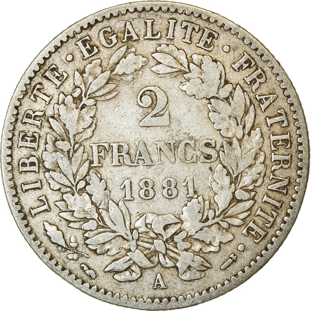 Monnaie, France, Cérès, 2 Francs, 1881, Paris, TB+, Argent, KM:817.1, Le