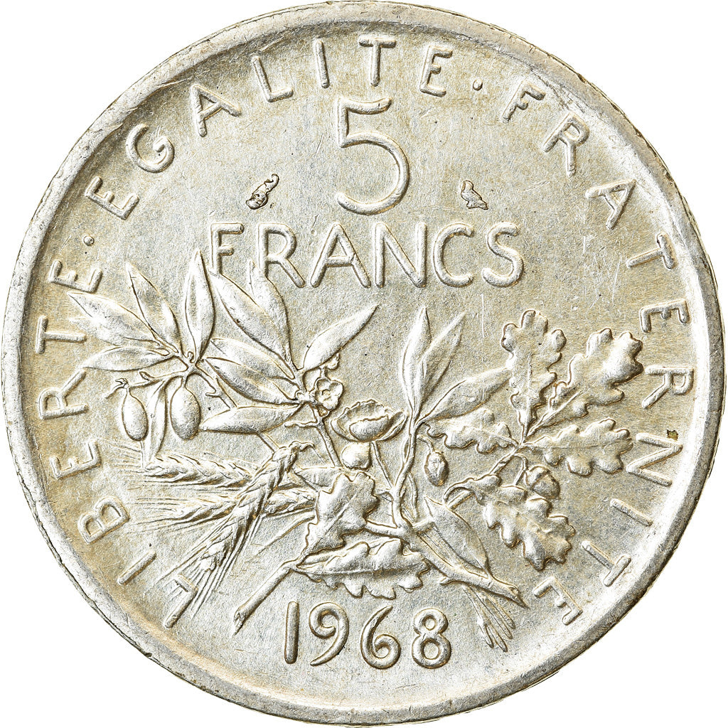Münze, Frankreich, Semeuse, 5 Francs, 1968, Paris, SS+, Silber, KM:926