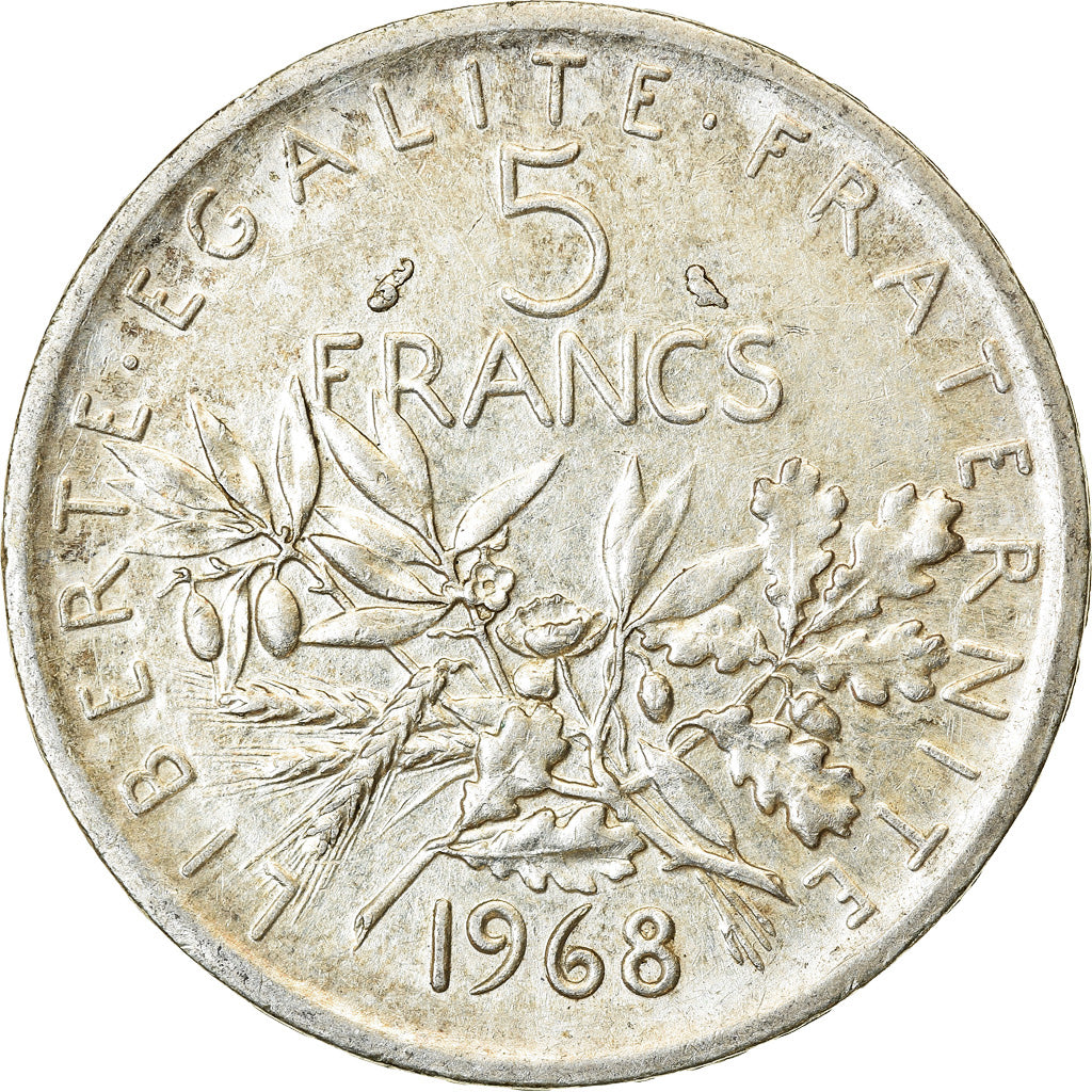 Münze, Frankreich, Semeuse, 5 Francs, 1968, Paris, SS+, Silber, KM:926