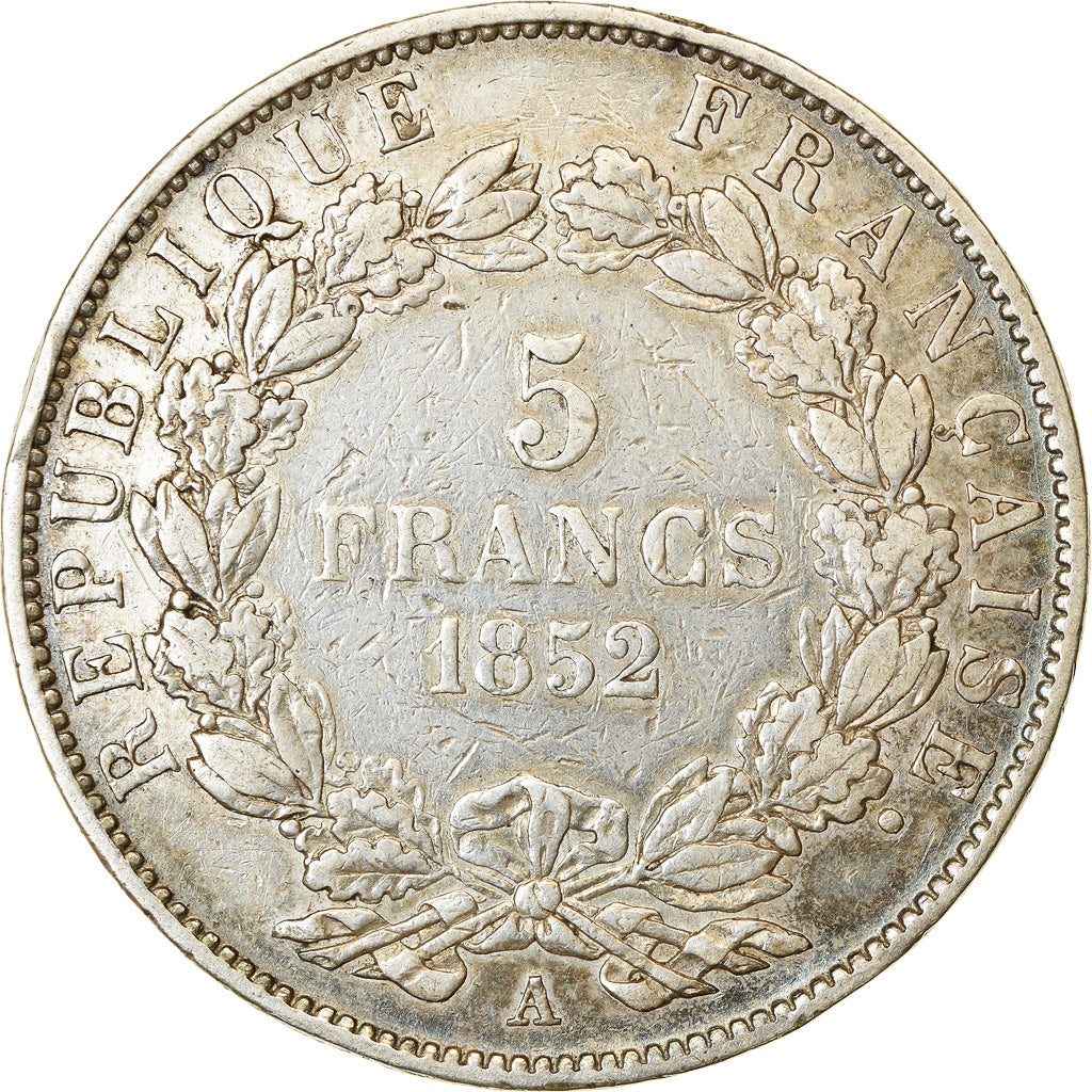 Coin, France, Napoléon III, 5 Francs, 1852, Paris, VF(20-25), Silver, KM:773.1