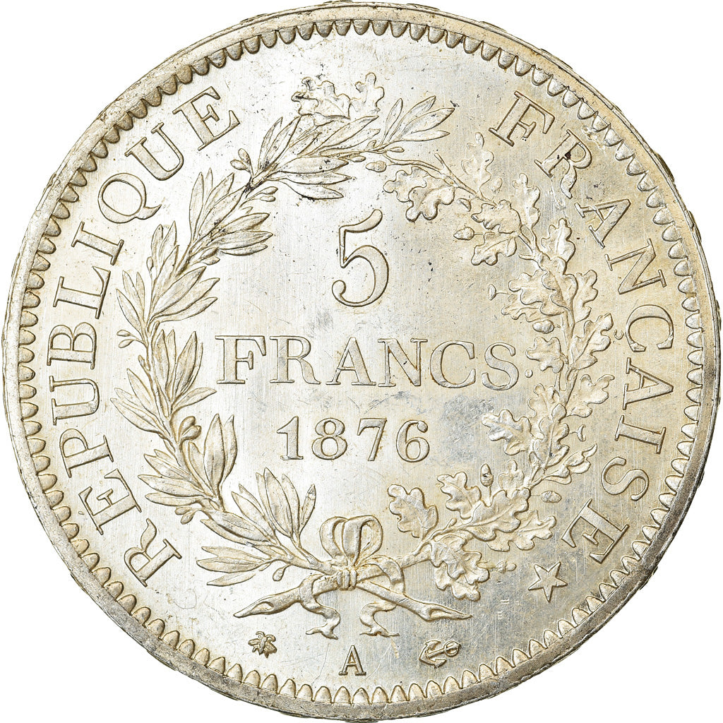 Moneda, Francia, Hercule, 5 Francs, 1876, Paris, EBC+, Plata, KM:820.1