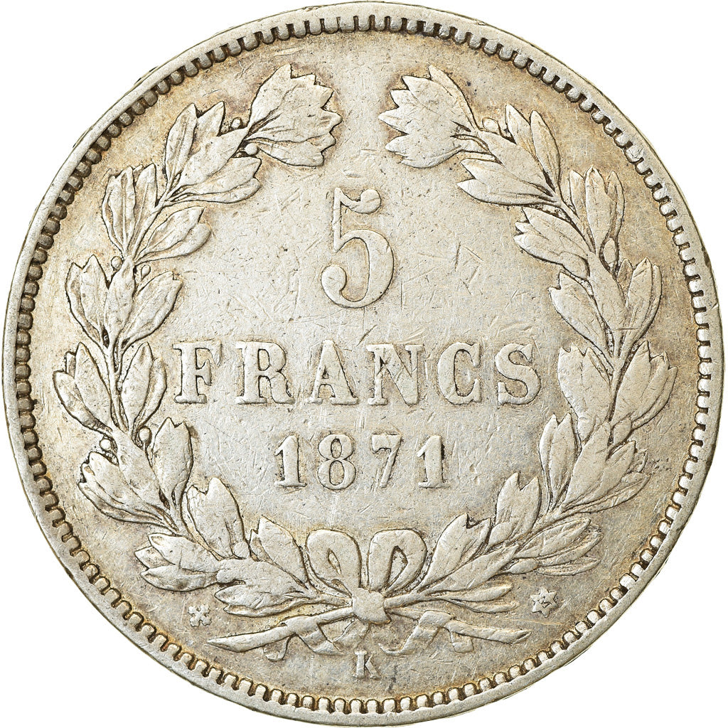Monnaie, France, Cérès, 5 Francs, 1871, Bordeaux, TTB, Argent, Gadoury:742