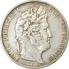 Coin, France, Louis-Philippe, 5 Francs, 1845, Strasbourg, EF(40-45), Silver