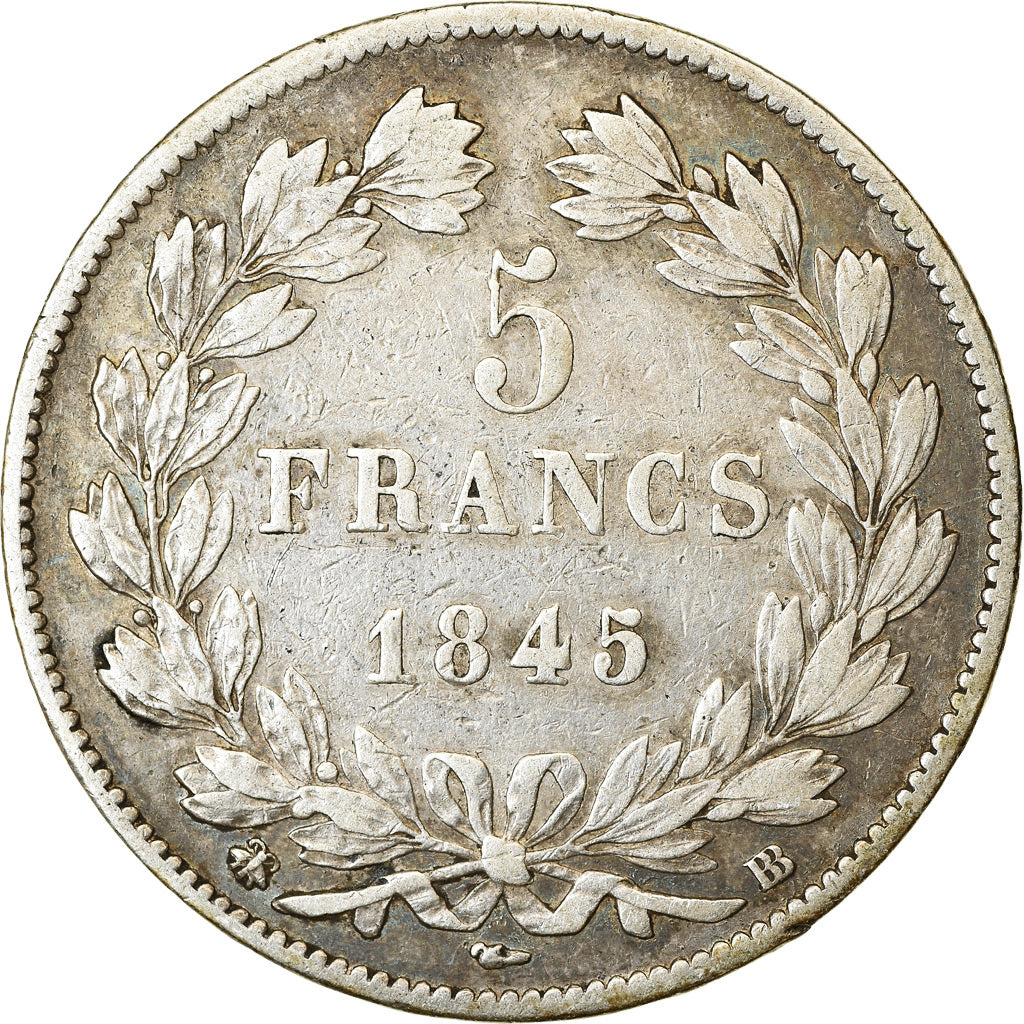 Moneta, Francja, Louis-Philippe, 5 Francs, 1845, Strasbourg, EF(40-45), Srebro