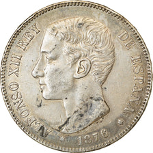 Munten, Spanje, Alfonso XII, 5 Pesetas, 1876, Madrid, ZF, Zilver, KM:671