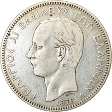 Moneta, Grecia, George I, 5 Drachmai, 1876, Paris, MB, Argento, KM:46