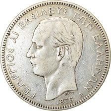 Munten, Griekenland, George I, 5 Drachmai, 1876, Paris, FR, Zilver, KM:46
