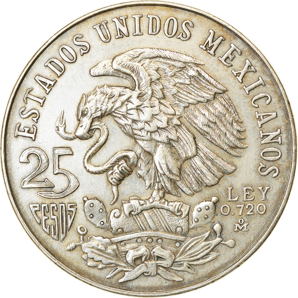 Moneta, Messico, 25 Pesos, 1968, Mexico City, BB+, Argento, KM:479.1