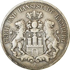 Moneda, Estados alemanes, HAMBURG, 5 Mark, 1876, Hambourg, BC+, Plata, KM:598