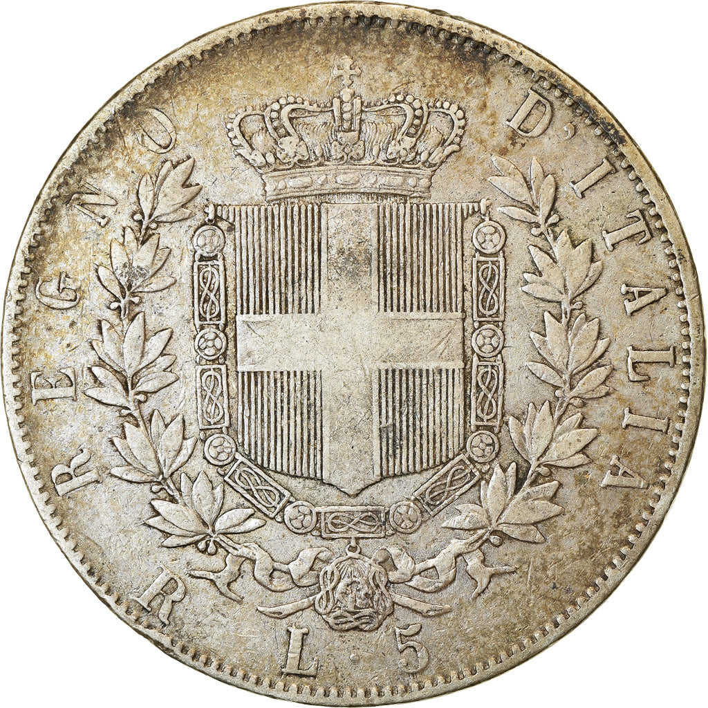 Coin, Italy, Vittorio Emanuele II, 5 Lire, 1876, Rome, VF(30-35), Silver, KM:8.4