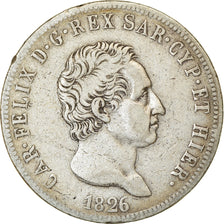 Moeda, ESTADOS ITALIANOS, SARDINIA, Carlo Felice, 5 Lire, 1826, Torino