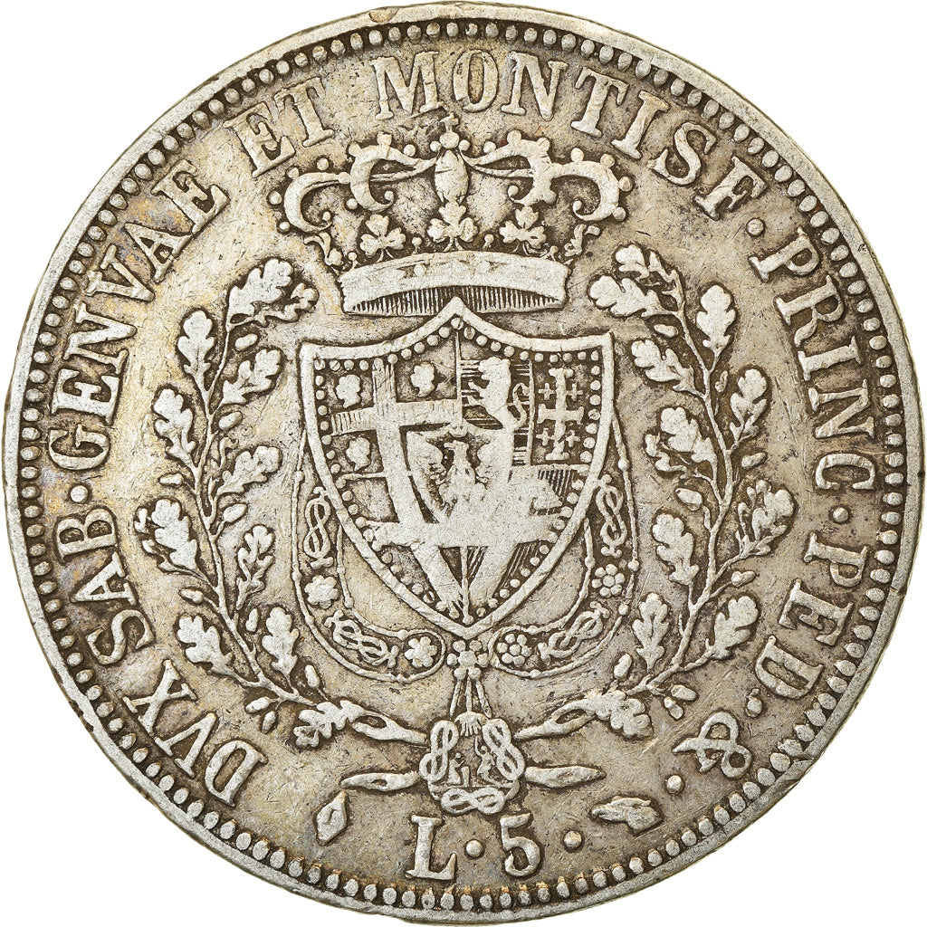 Moeda, ESTADOS ITALIANOS, SARDINIA, Carlo Felice, 5 Lire, 1826, Torino