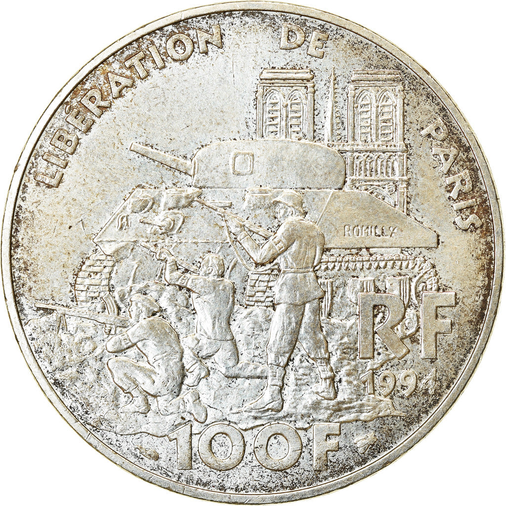 Coin, France, Libération de Paris, 100 Francs, 1994, AU(55-58), Silver