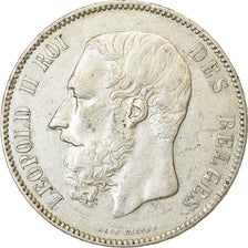 Moneda, Bélgica, Leopold II, 5 Francs, 5 Frank, 1876, MBC+, Plata, KM:24