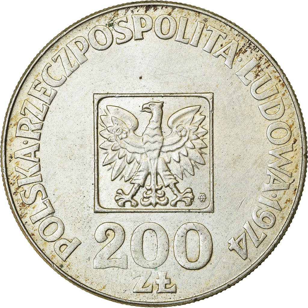 Moneda, Polonia, 200 Zlotych, 1974, Warsaw, EBC, Plata, KM:72