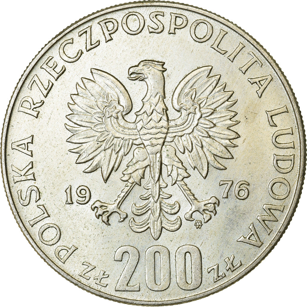 Coin, Poland, 200 Zlotych, 1976, Warsaw, AU(50-53), Silver, KM:86