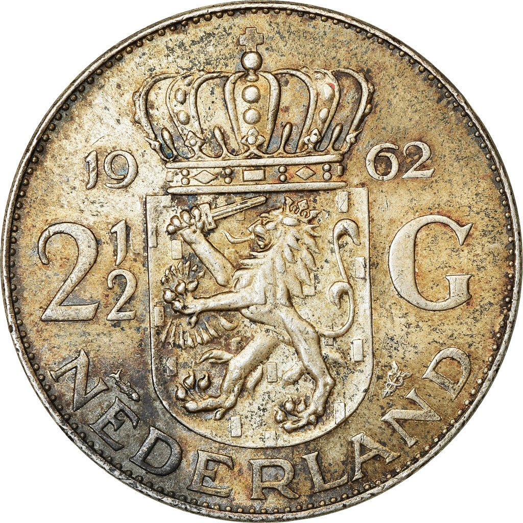Munten, Nederland, Juliana, 2-1/2 Gulden, 1962, PR, Zilver, KM:185