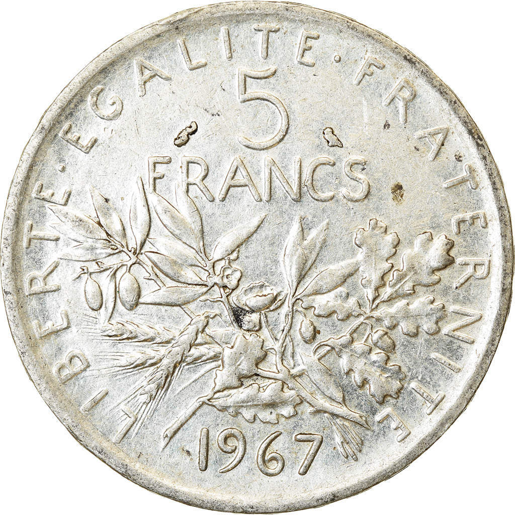 Münze, Frankreich, Semeuse, 5 Francs, 1967, Paris, SS, Silber, KM:926