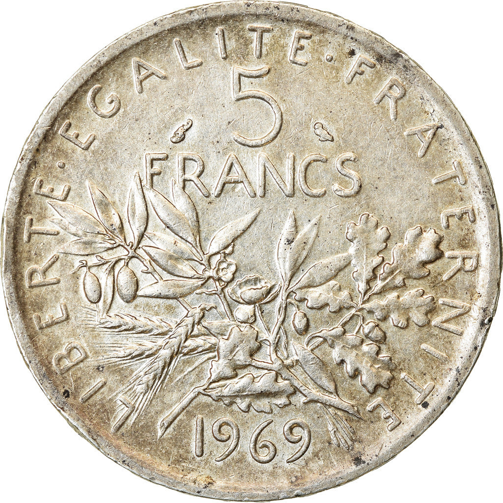 Münze, Frankreich, Semeuse, 5 Francs, 1969, SS+, Silber, KM:926, Gadoury:770