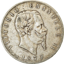Moeda, Itália, Vittorio Emanuele II, 5 Lire, 1877, Rome, EF(40-45), Prata