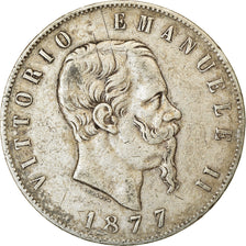Munten, Italië, Vittorio Emanuele II, 5 Lire, 1877, Rome, ZF, Zilver, KM:8.4