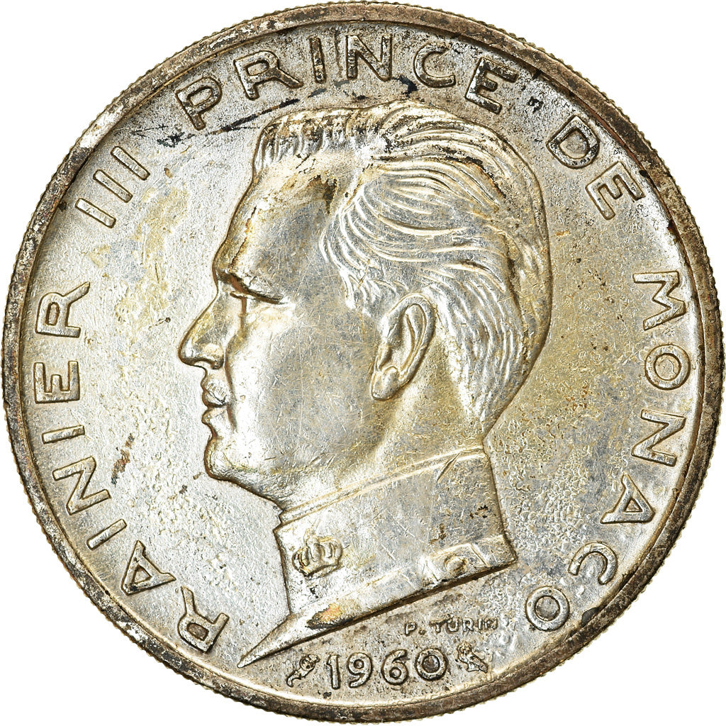 Monnaie, Monaco, Rainier III, 5 Francs, 1960, TTB, Argent, Gadoury:MC 152