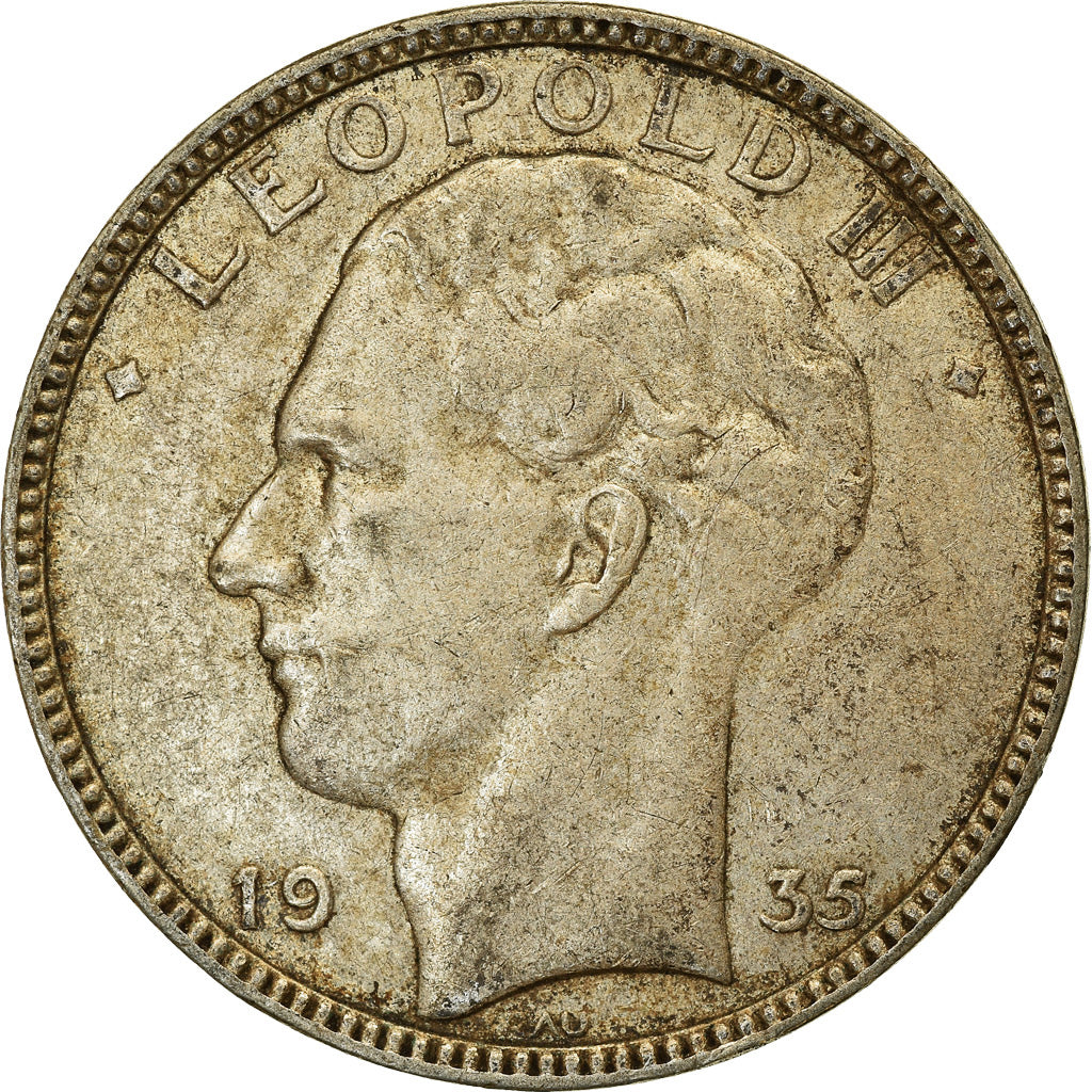 Moneta, Belgio, 20 Francs, 20 Frank, 1935, MB+, Argento, KM:105