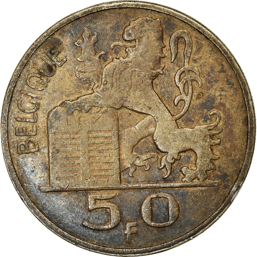 Moneta, Belgio, 50 Francs, 50 Frank, 1948, MB+, Argento, KM:137