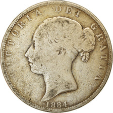 Moneta, Wielka Brytania, Victoria, 1/2 Crown, 1884, London, VF(20-25), Srebro