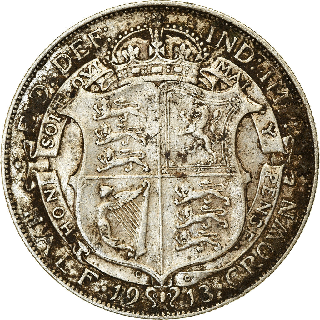 Moneta, Gran Bretagna, George V, 1/2 Crown, 1913, London, MB+, Argento, KM:818.1