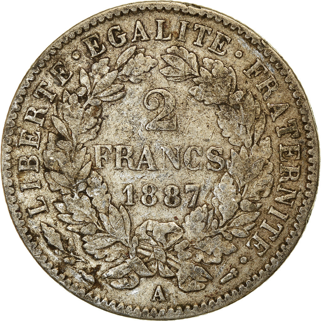 Münze, Frankreich, Cérès, 2 Francs, 1887, Paris, S, Silber, KM:817.1