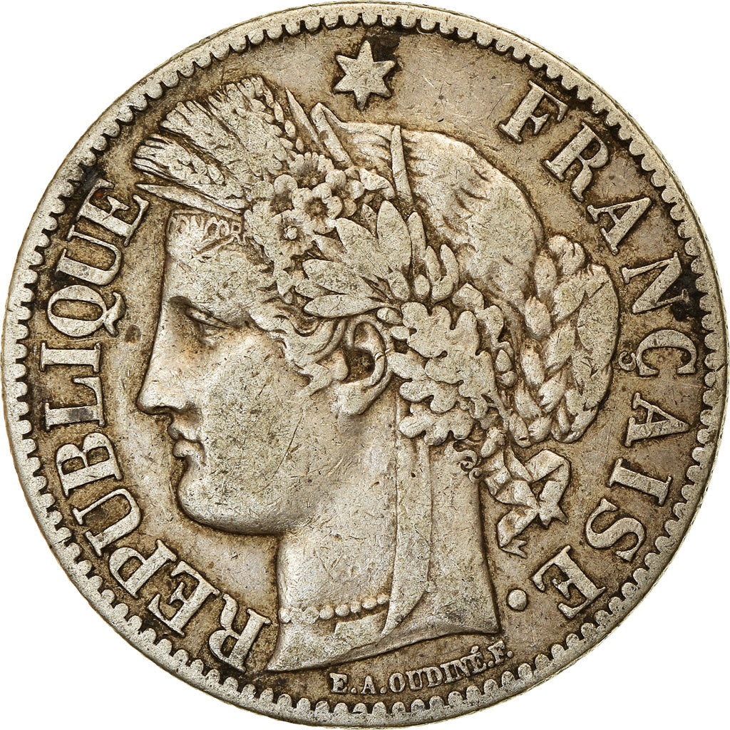 Moeda, França, Cérès, 2 Francs, 1887, Paris, VF(30-35), Prata, KM:817.1