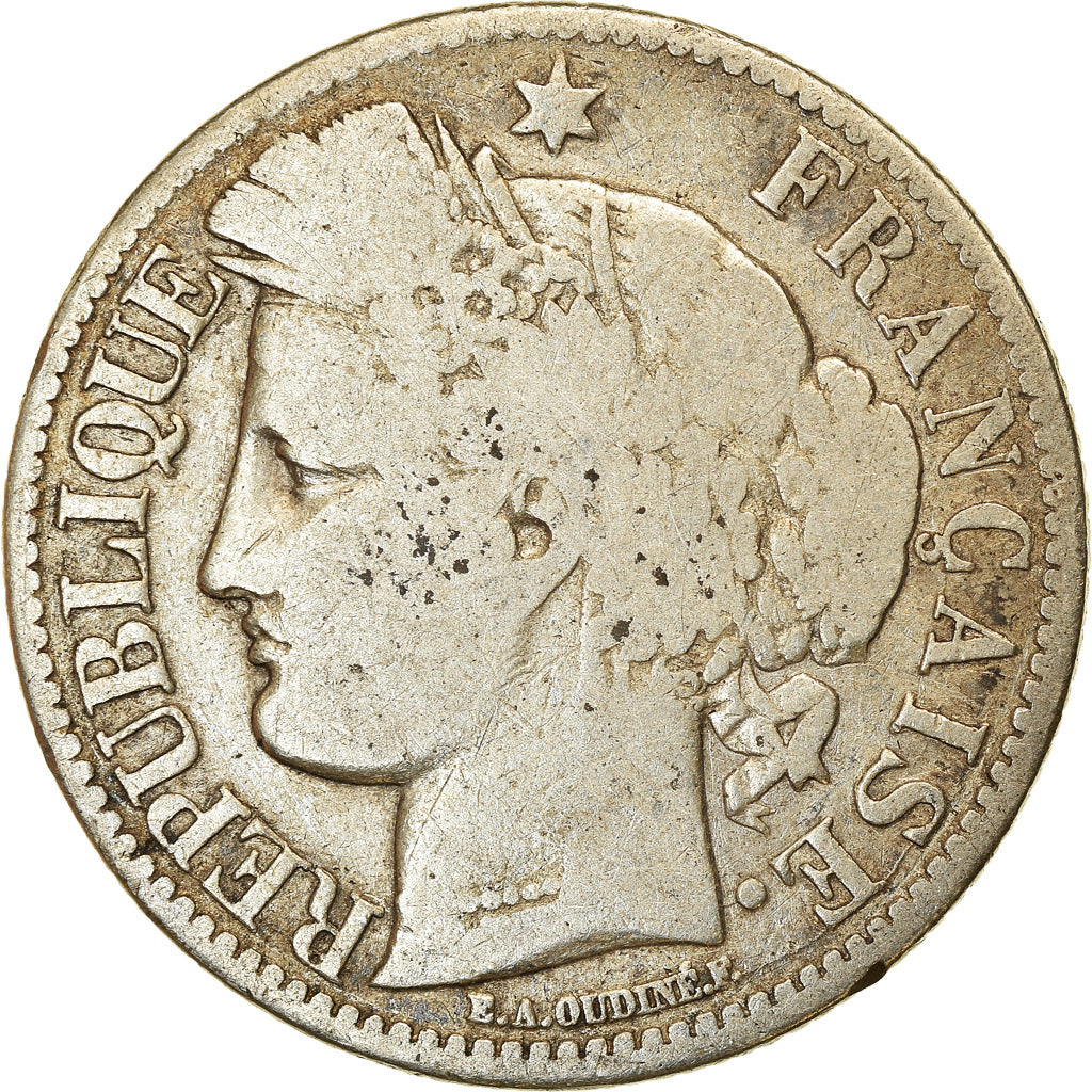 Moneda, Francia, Cérès, 2 Francs, 1870, Bordeaux, BC, Plata, KM:816.2