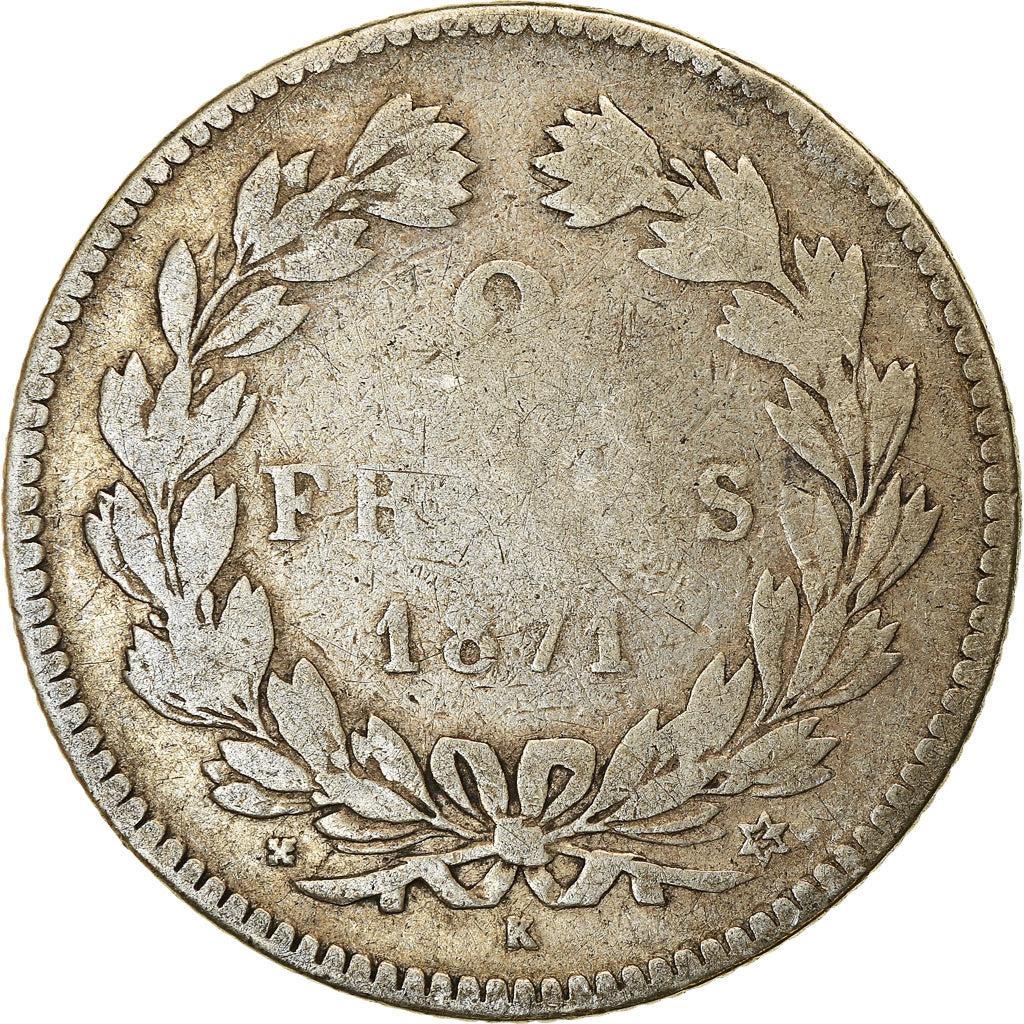 Monnaie, France, Cérès, 2 Francs, 1871, Bordeaux, TB, Argent, Gadoury:529